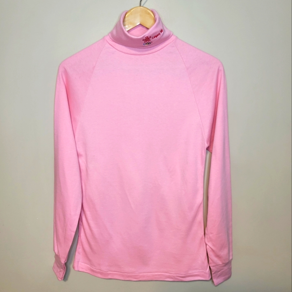 Official Vintage Calgary Olympics 1988 Pink Logo Turtleneck Size Medium